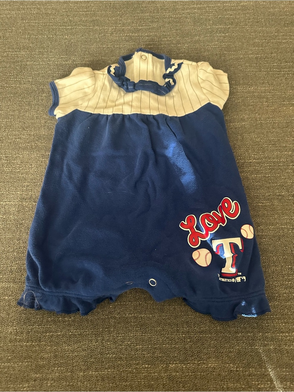 Baby Romper with texas rangers - Blue & Cream